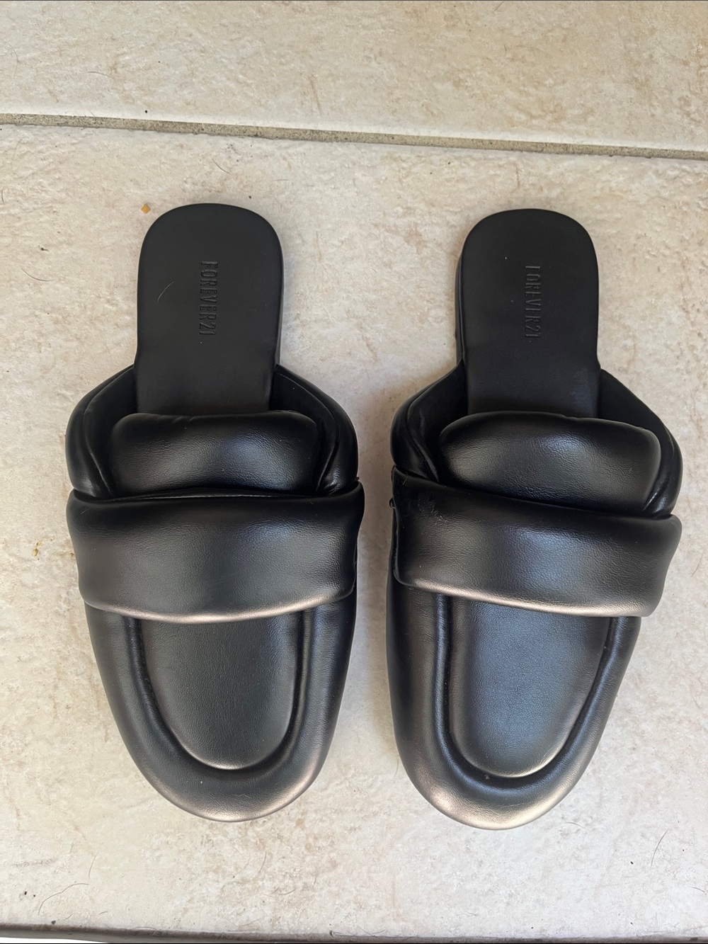 Forever 21 Black Padded Slide Mules